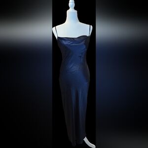 NWT Express Elegant Navy Satin Slip Dress Size S‎